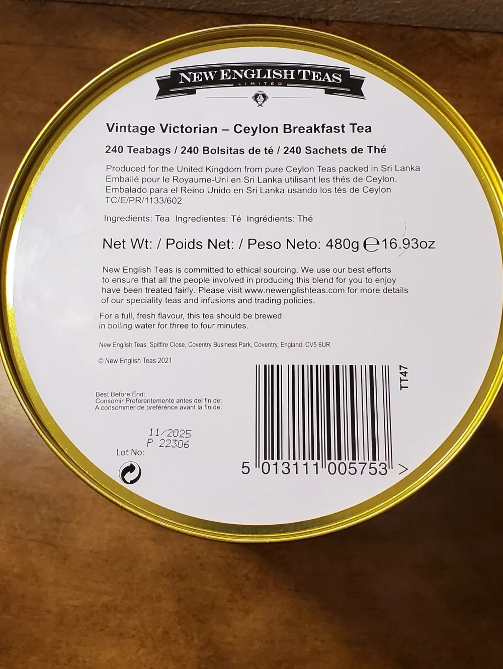 Traditional English Tea EMPTY Tin 10